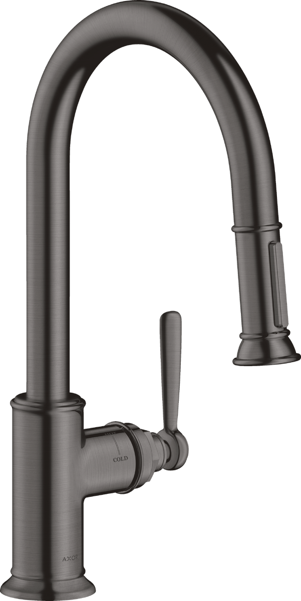 AXOR Montreux 1.75 GPM 2-Spray Pull-Down Brushed Black Chrome Prep Kitchen Faucet