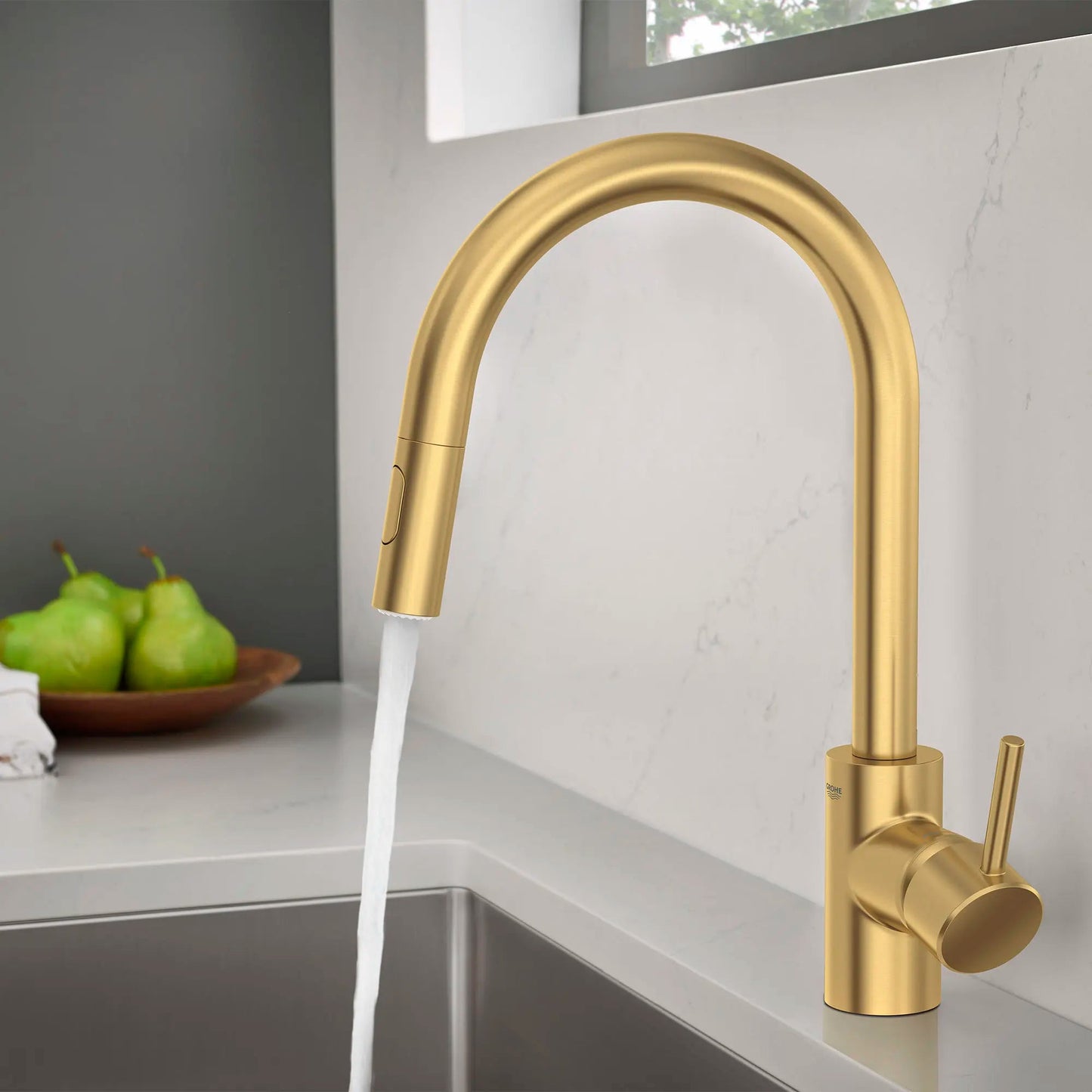 Grohe Concetto™ 1.75 GPM Single-Handle Dual Spray Brushed Cool Sunrise Pull-Down Kitchen Faucet