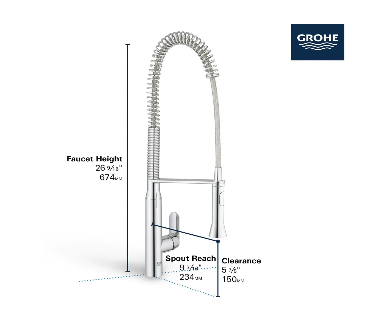Grohe K7® 1.75 GPM Semi-Pro Dual Spray Single-Handle StarLight Chrome Kitchen Faucet