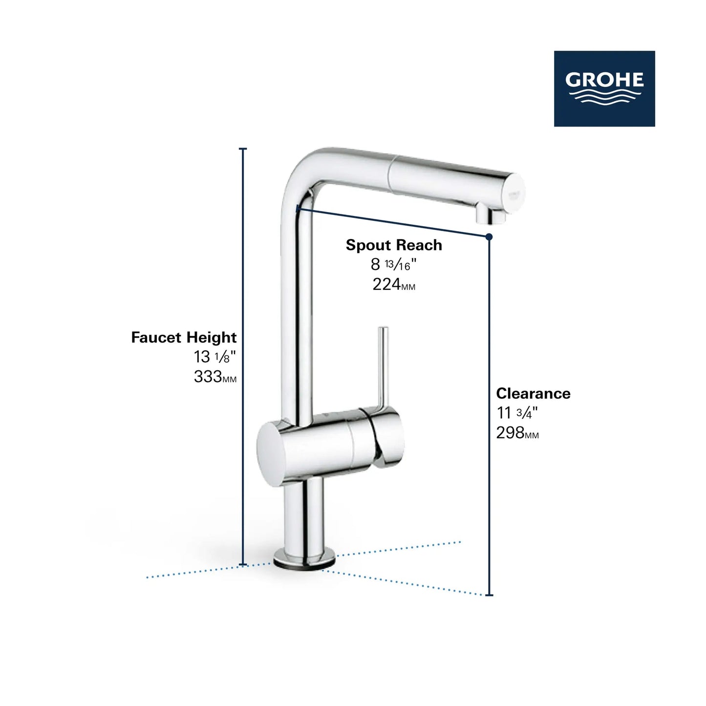 Grohe Minta® 1.75 GPM Touch Technology Single Spray Single-Handle StarLight Chrome Pull-Out Kitchen Faucet