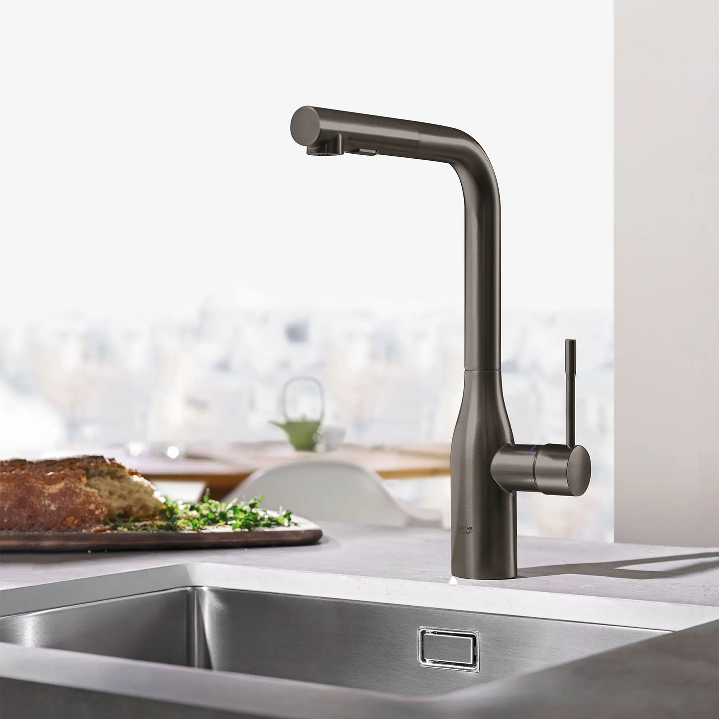 Grohe Essence 1.75 GPM Single-Handle Dual Spray Hard Graphite Pull-Out Faucet