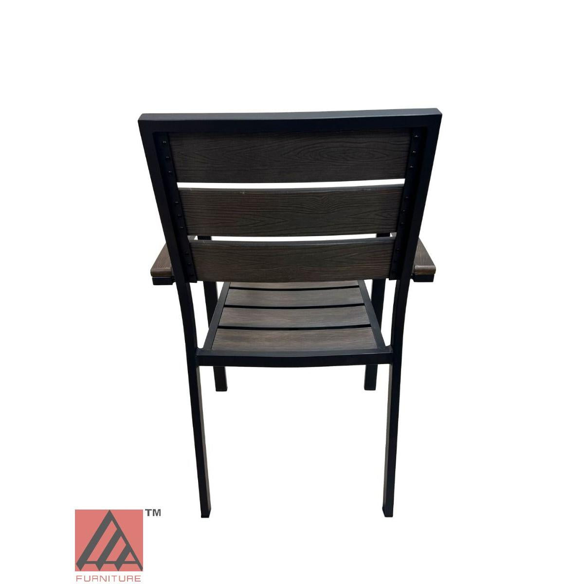 AAA Furniture 35" Black Aluminum Armchair with Walnut Teakwood Simulation Seat