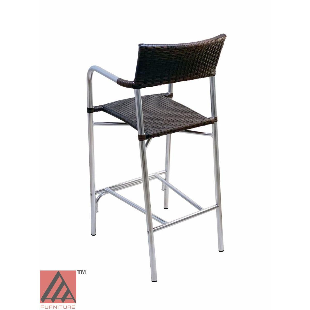 AAA Furniture 41" Aluminum Bar Stool with Dark Brown Double Woven Rattan Seat
