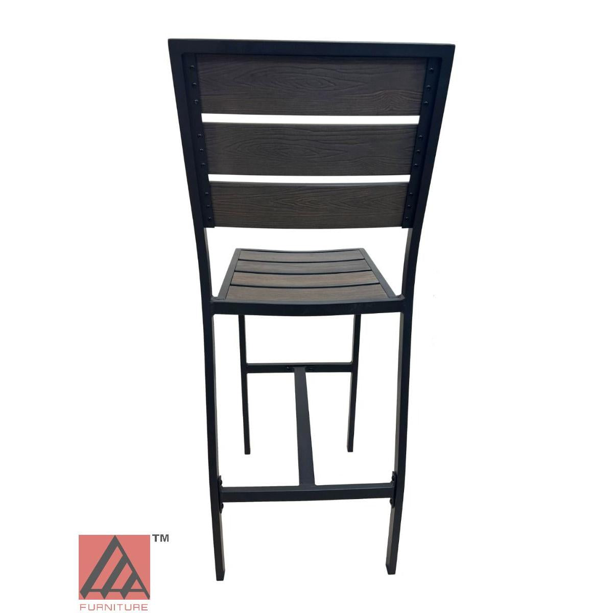 AAA Furniture 46" Black Aluminum Bar Stool with Walnut Teakwood Simulation Seat