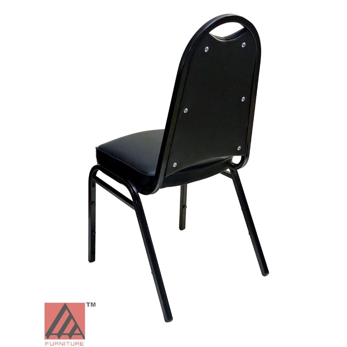 AAA Furniture Arch Back Stackable 35" Black Metal Chair with Black Vinyl Seat
