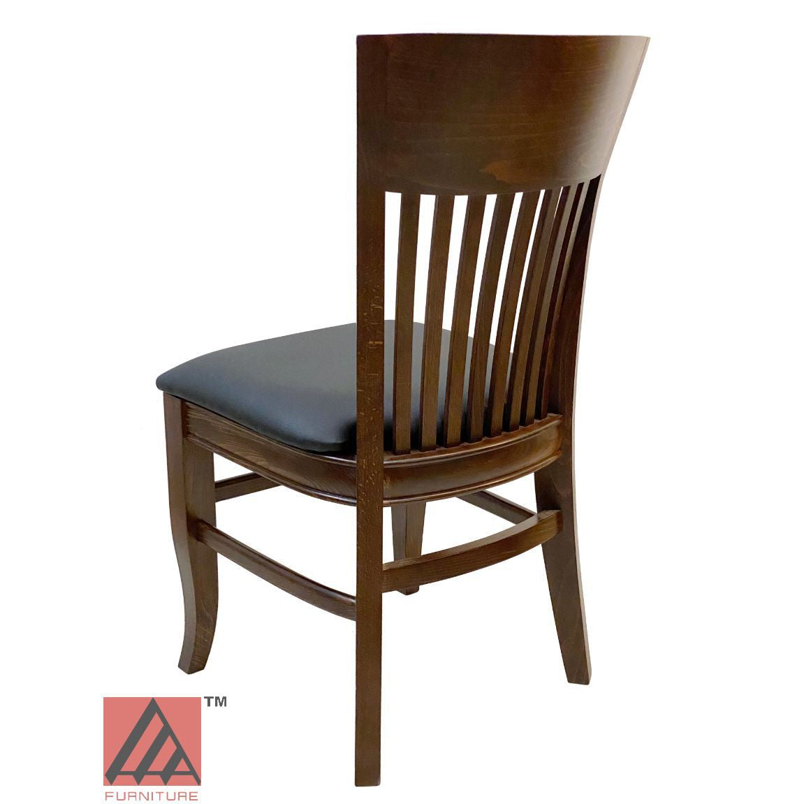 AAA Furniture Augustine 35" Walnut Wood Chair with Black Vinyl Seat
