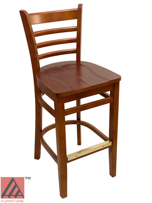 AAA Furniture Beech Ladder 43" Cherry Bar Stool with Wood Seat