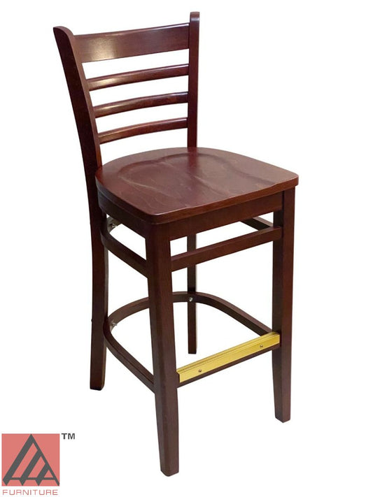 AAA Furniture Beech Ladder 43" Mahogany Bar Stool with Wood Seat