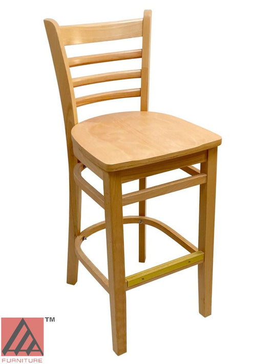 AAA Furniture Beech Ladder 43" Natural Bar Stool with Wood Seat