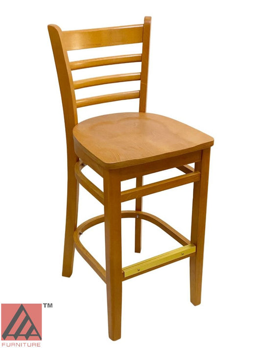 AAA Furniture Beech Ladder 43" Oak Bar Stool with Wood Seat