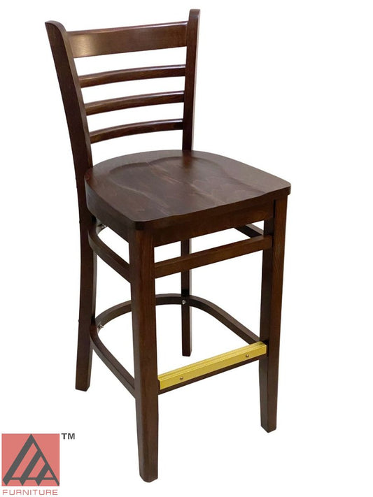 AAA Furniture Beech Ladder 43" Walnut Bar Stool with Wood Seat