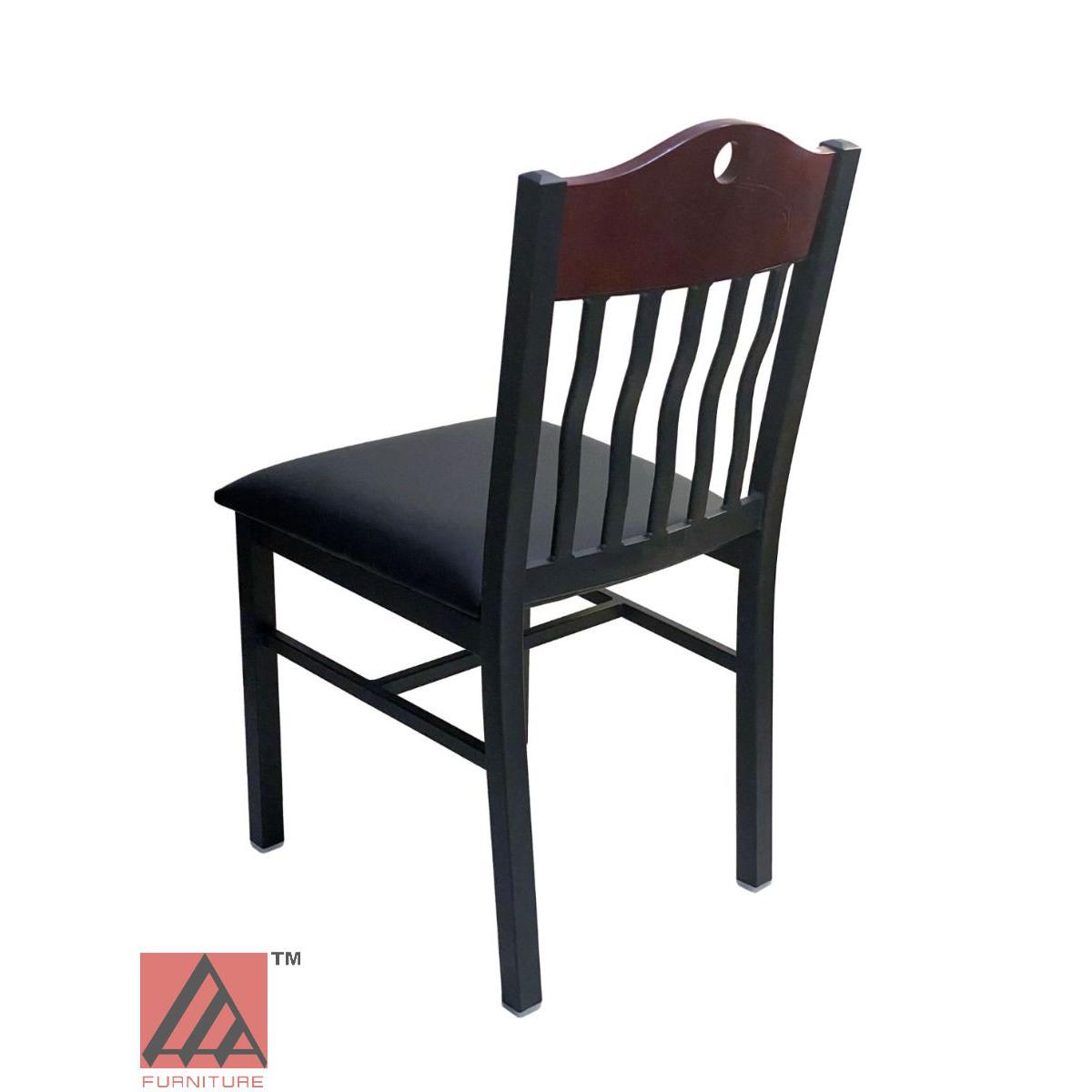 AAA Furniture Brown Wood With Vertical Slats 25" Black Metal Chair with Black Customer Owned Material Seat