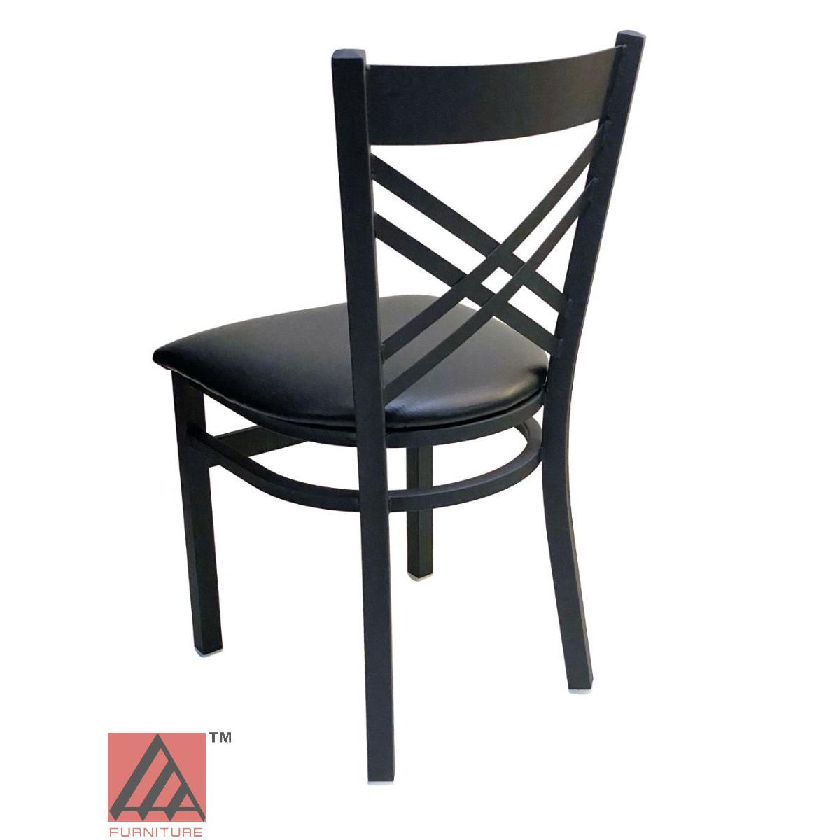 AAA Furniture Crisscross Back 33" Black Metal Chair with Black Grade 4 Vinyl Seat