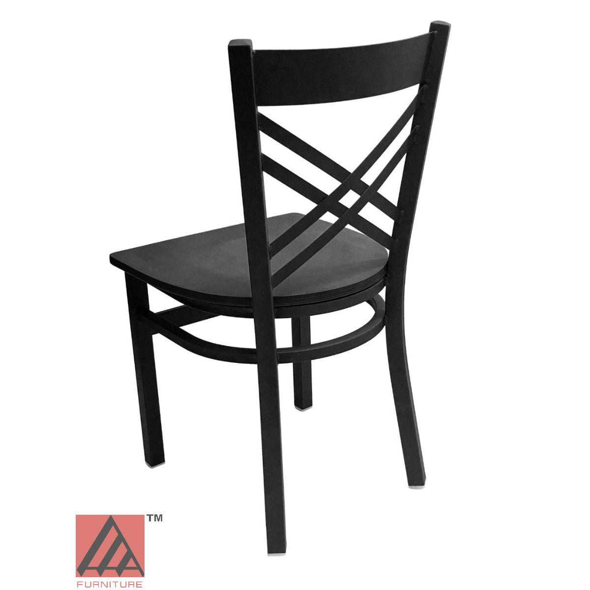 AAA Furniture Crisscross Back 33" Black Metal Chair with Black Wood Seat