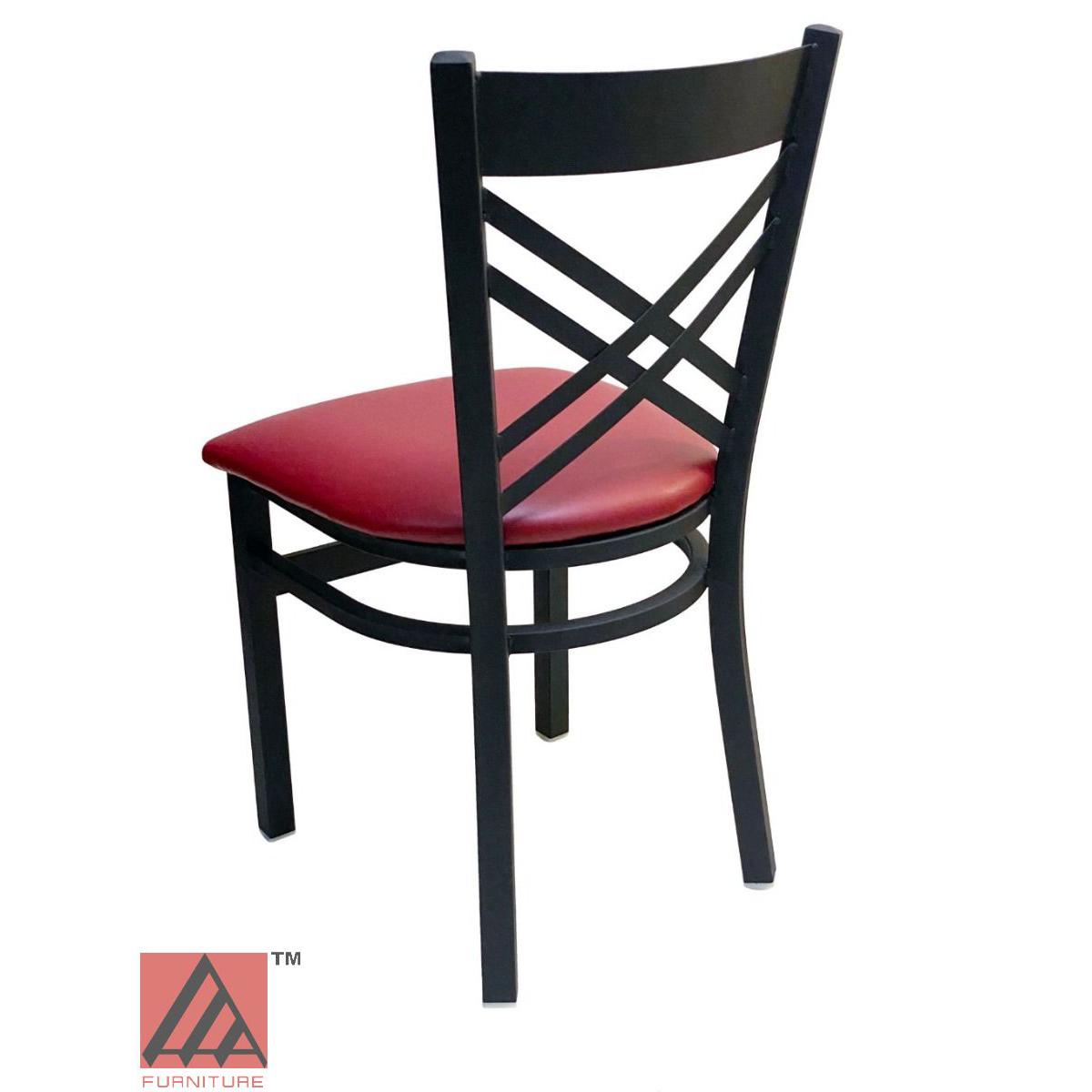 AAA Furniture Crisscross Back 33" Black Metal Chair with Claret Grade 4 Vinyl Seat