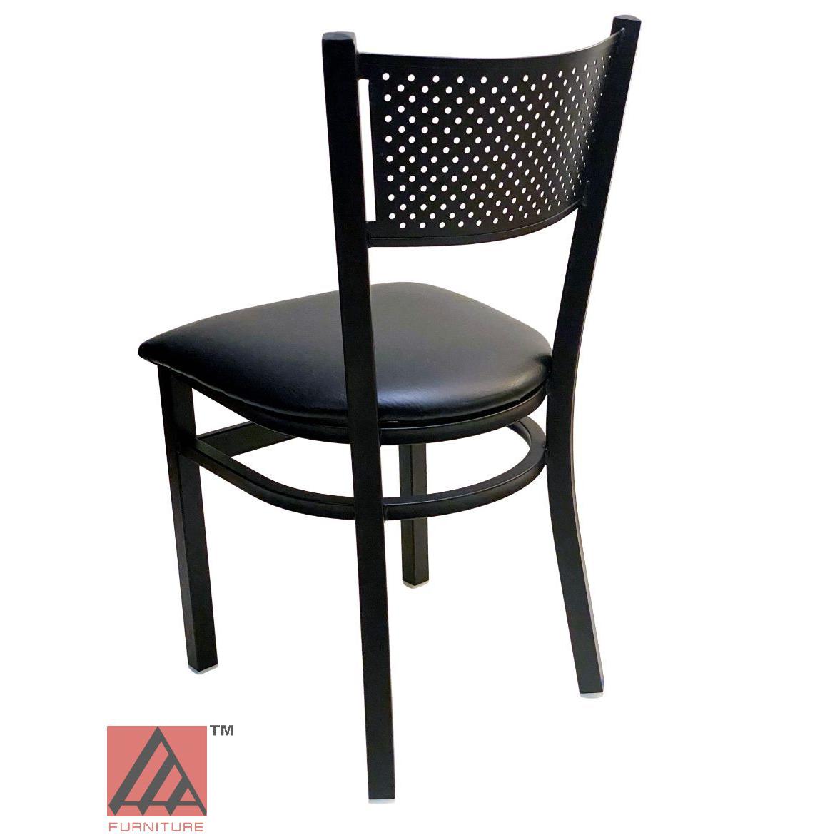 AAA Furniture Grid Back 32" Black Metal Chair with Black Vinyl Seat