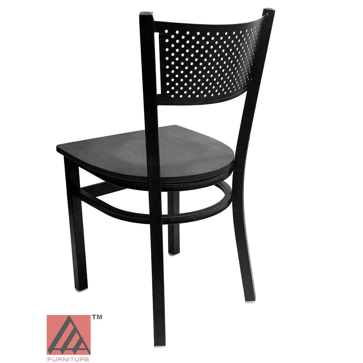 AAA Furniture Grid Back 32" Black Metal Chair with Black Wood Seat