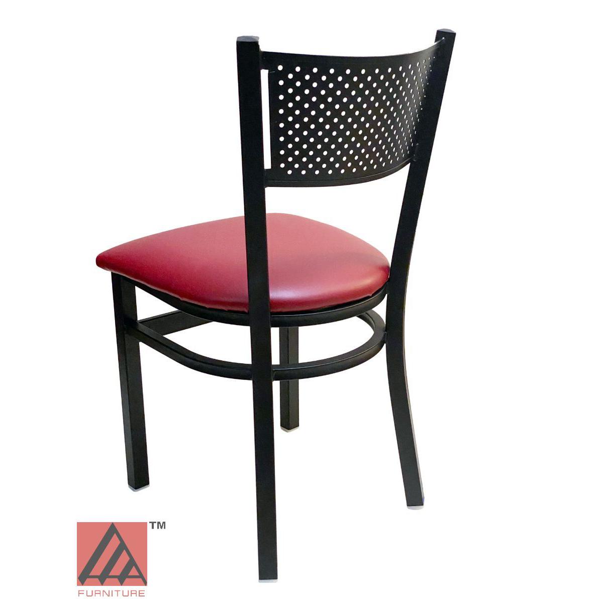 AAA Furniture Grid Back 32" Black Metal Chair with Claret Vinyl Seat