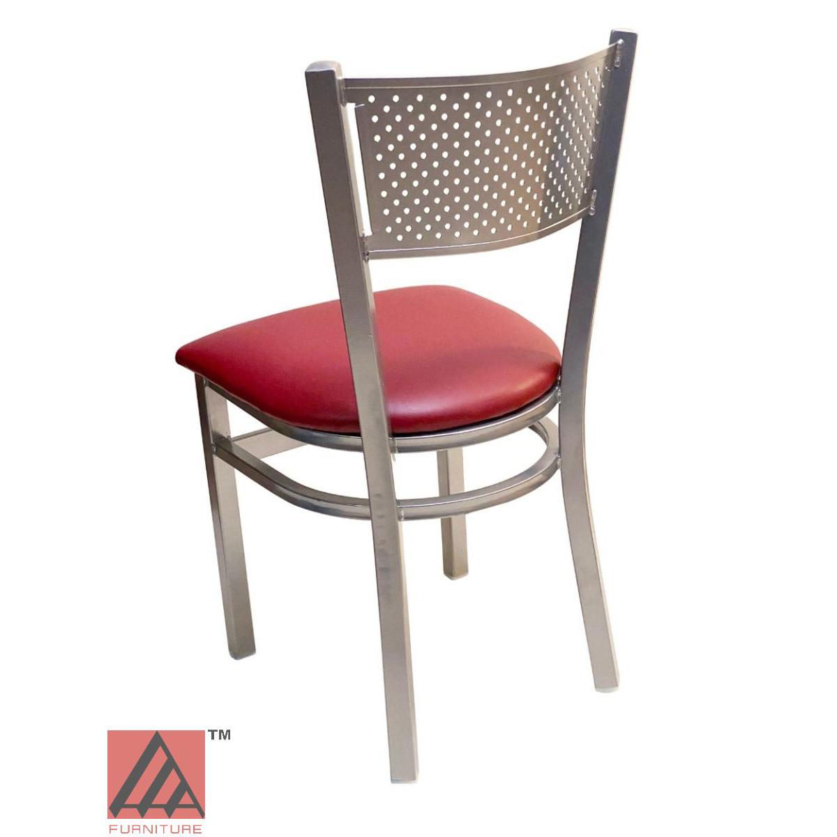 AAA Furniture Grid Back 32" Silver Metal Chair with Claret Grade 5 Vinyl Seat