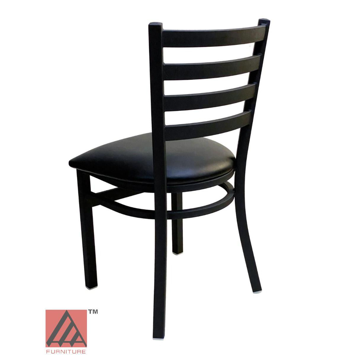 AAA Furniture Metal Ladder Back 31" Black Metal Chair with Black Grade 5 Vinyl Seat