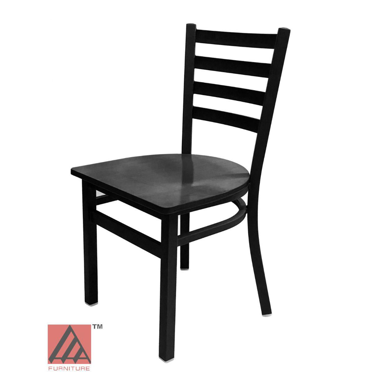 AAA Furniture Metal Ladder Back 31" Black Metal Chair with Black Wood Seat