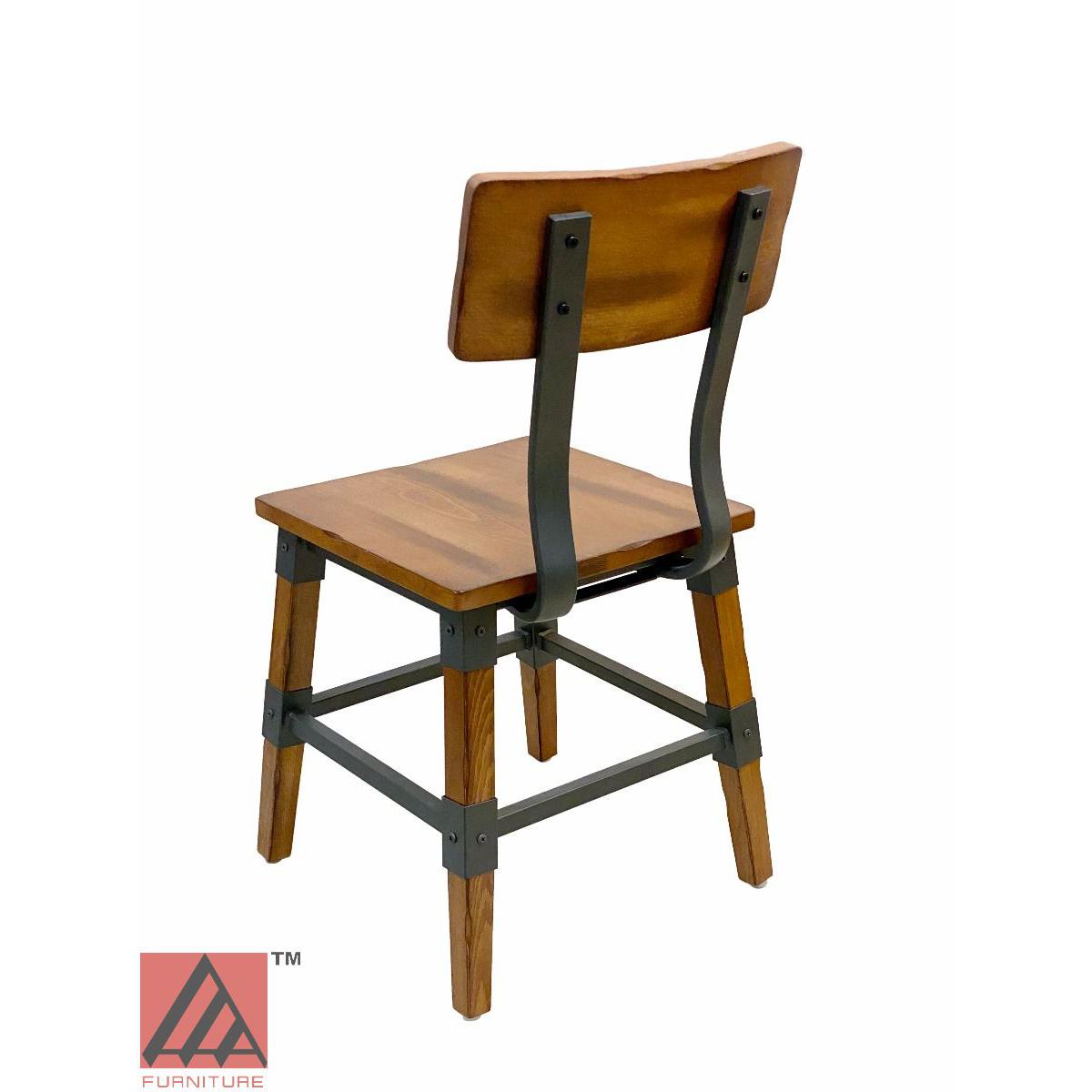 AAA Furniture Modern Industrial 33" Gunmetal Metal Chair with Antique Walnut Wood Seat