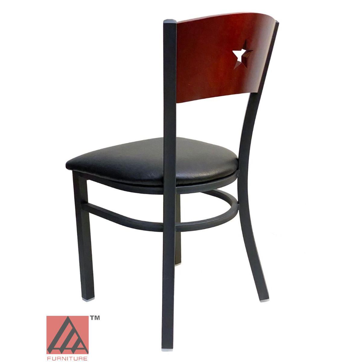 AAA Furniture Star Wood Back 31" Brown Metal Chair with Black Grade 5 Vinyl Seat