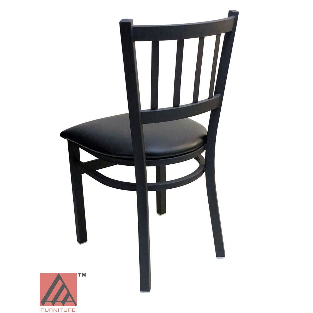 AAA Furniture Vertical Back 32" Black Metal Chair with Black Customer Owned Material Seat