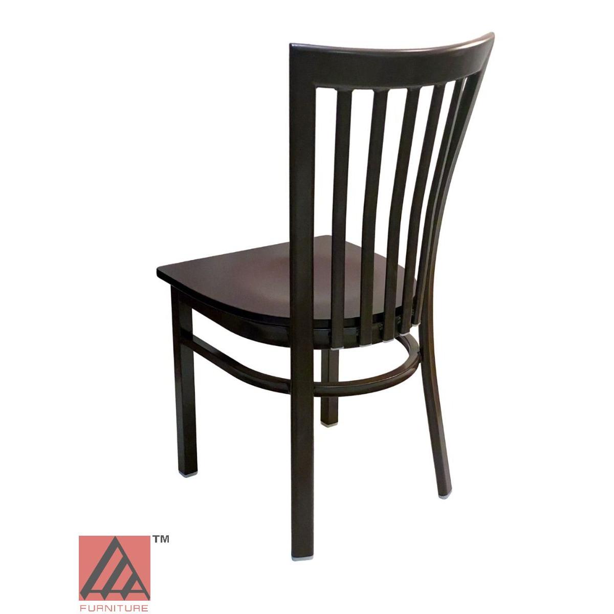 AAA Furniture Vertical Slats 35" Black Metal Chair with Brown Wood Seat