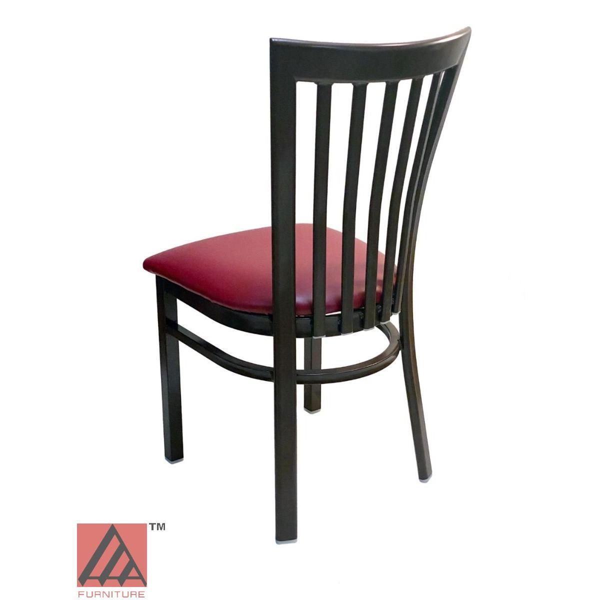 AAA Furniture Vertical Slats 35" Black Metal Chair with Claret Vinyl Seat