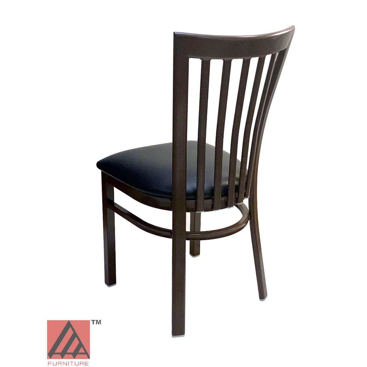 AAA Furniture Vertical Slats 35" Dark Brown Metal Chair with Black Customer Owned Material Seat