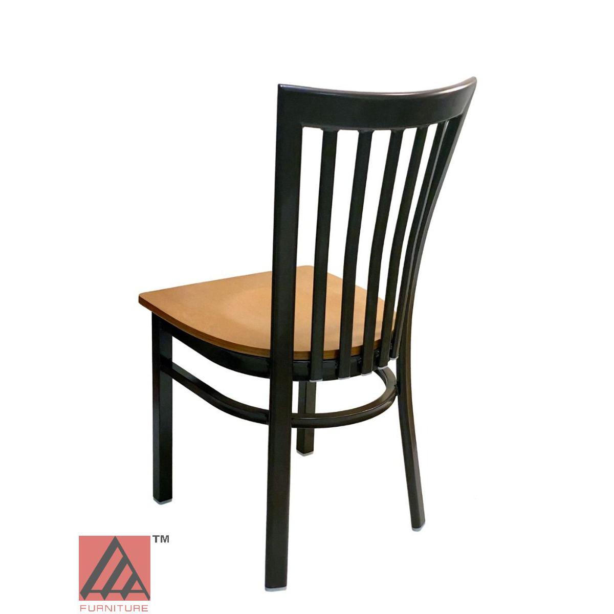 AAA Furniture Vertical Slats 35" Dark Brown Metal Chair with Natural Wood Seat