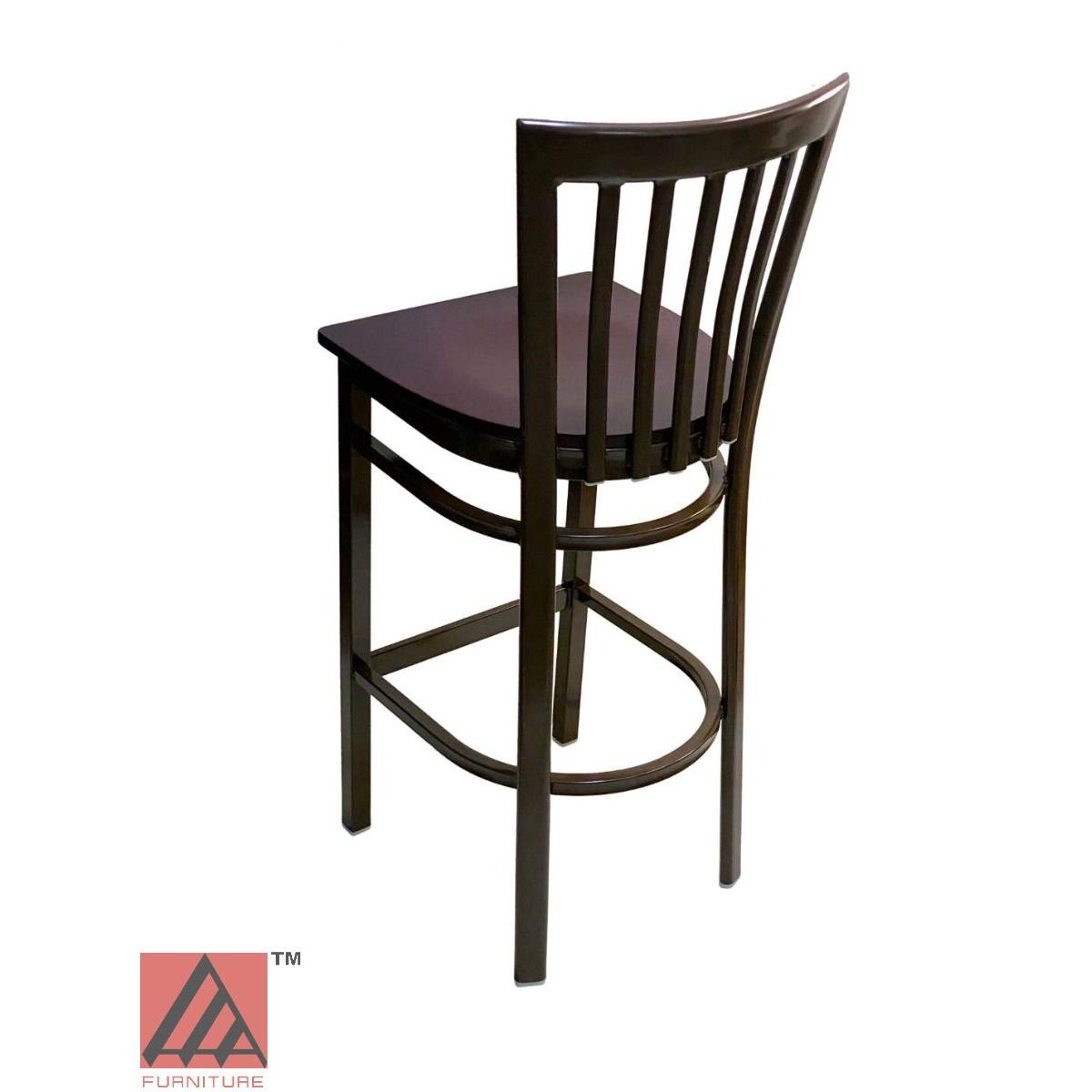 AAA Furniture Vertical Slats 42" Black Metal Bar Stool with Brown Wood Seat