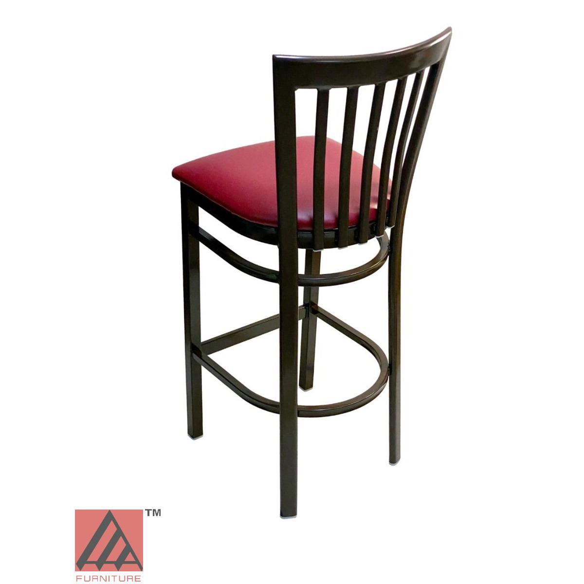 AAA Furniture Vertical Slats 42" Dark Brown Metal Bar Stool with Claret Customer Owned Material Seat