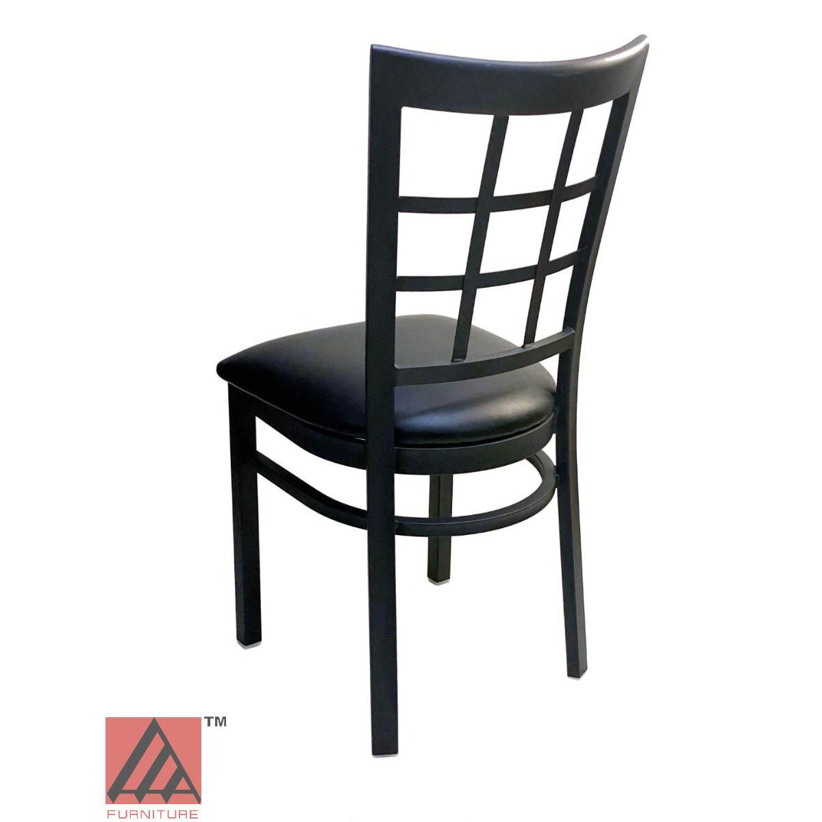 AAA Furniture Window Back 36" Black Metal Chair with Black Grade 5 Vinyl Seat