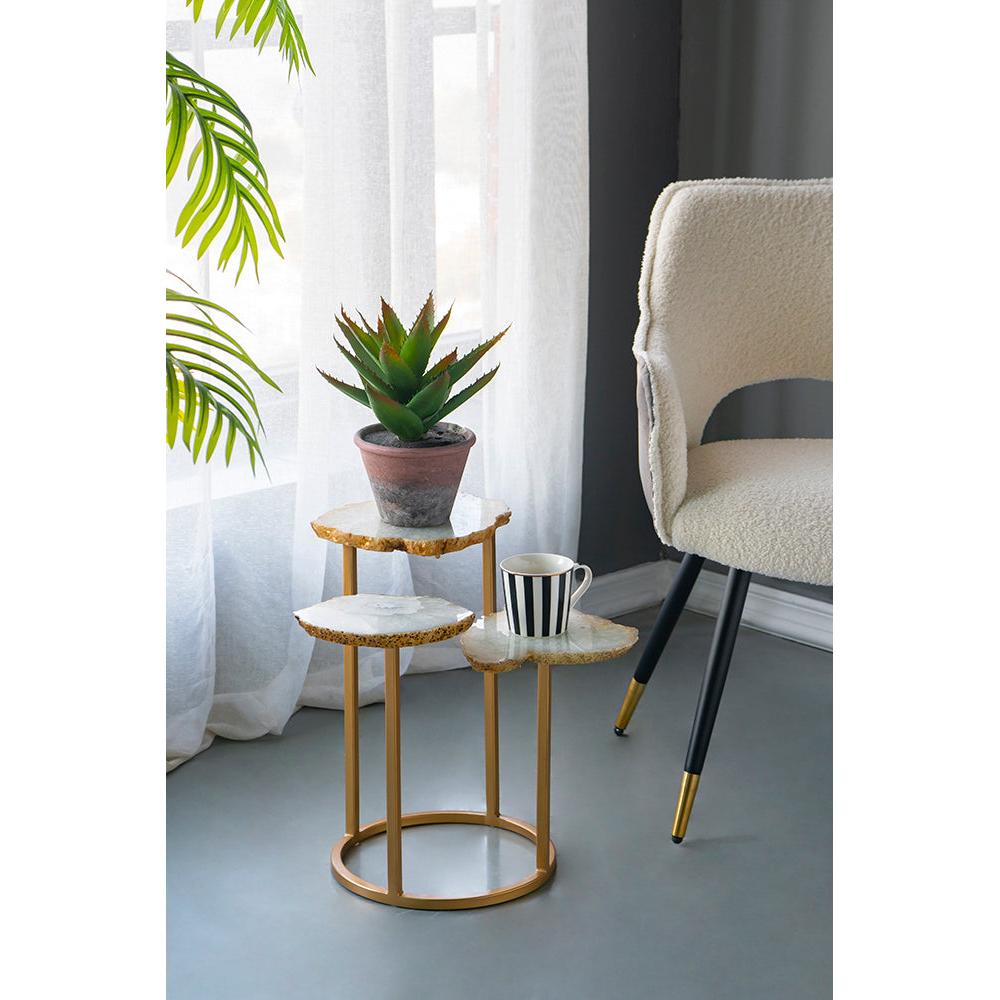 A&B Home 12" x 18" Gold Frame With 3 Round Tabletops Side Table