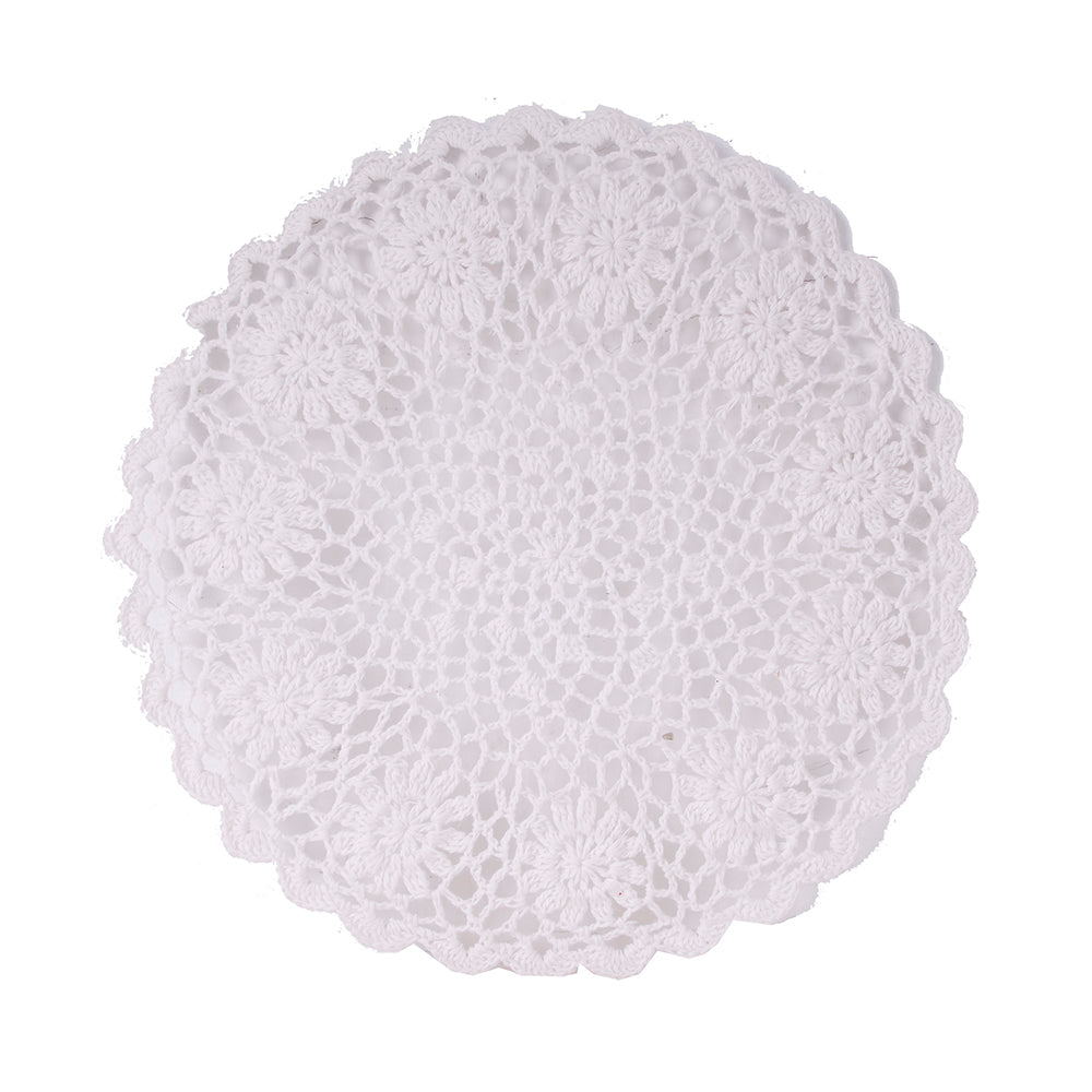 A&B Home 14" Bundle of 149 Round White Cotton Placemat