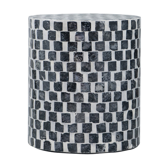 A&B Home 14" x 16" Bundle of 21 Round Black and White Mosaic Design Pedestal Stool
