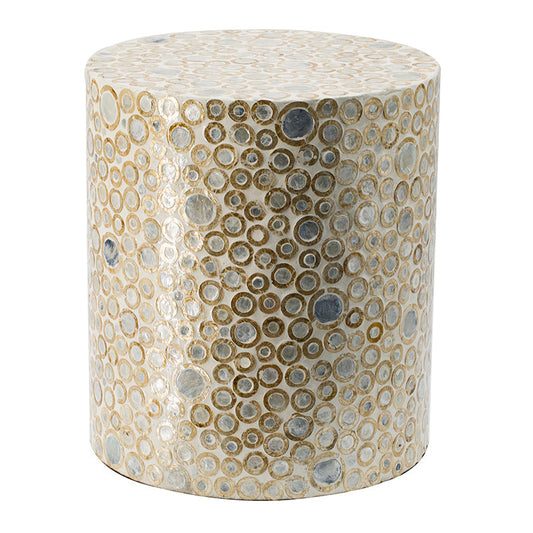 A&B Home 14" x 16" Bundle of 21 Round Cream and Gold Cylindrical Design Pedestal Stool