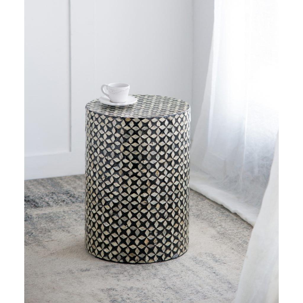 A&B Home 14" x 20" Bundle of 24 Circular Black and Silver Patterned Stool