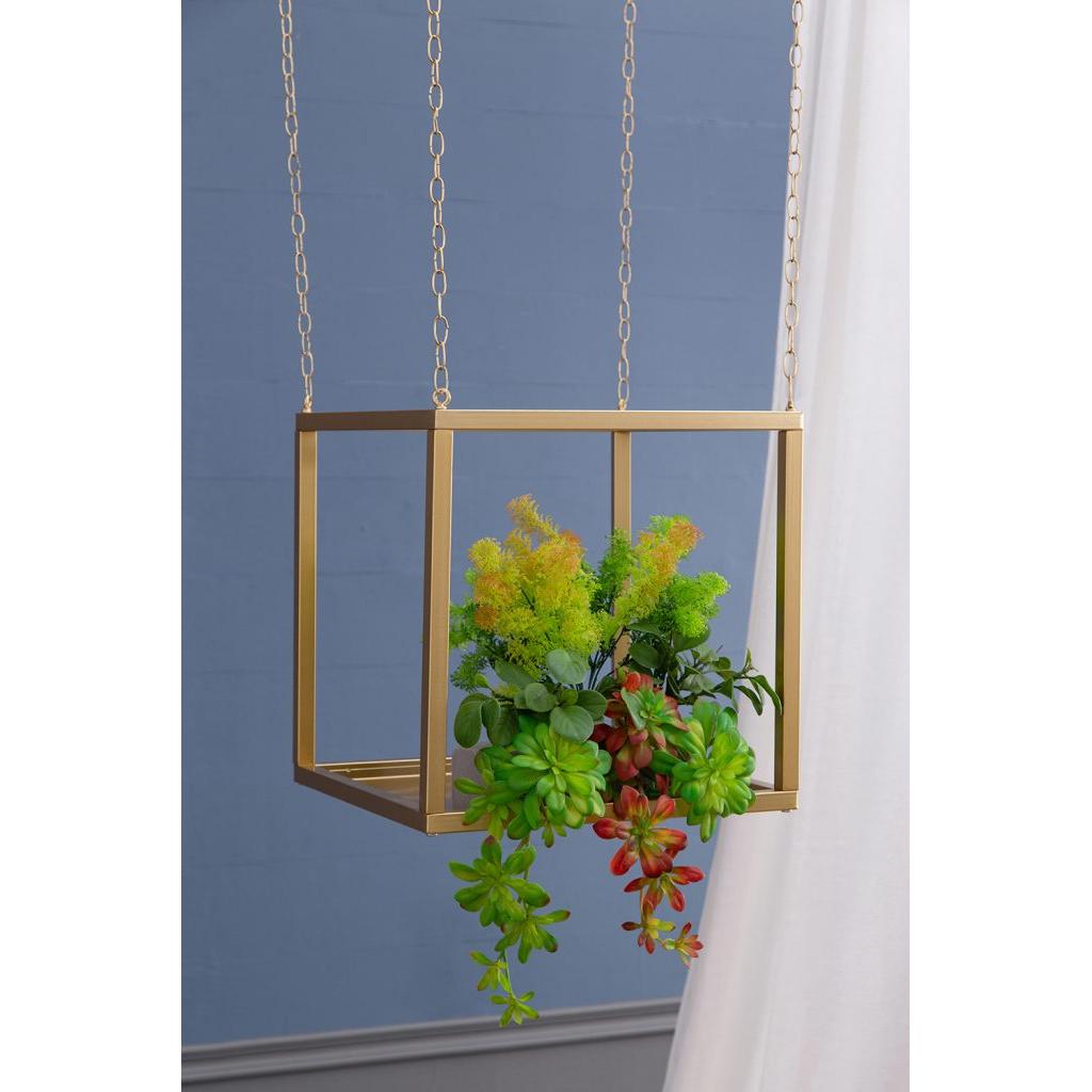 A&B Home 16" x 16" Bundle of 16 Square-Shaped Golden Iron Stand With Chain