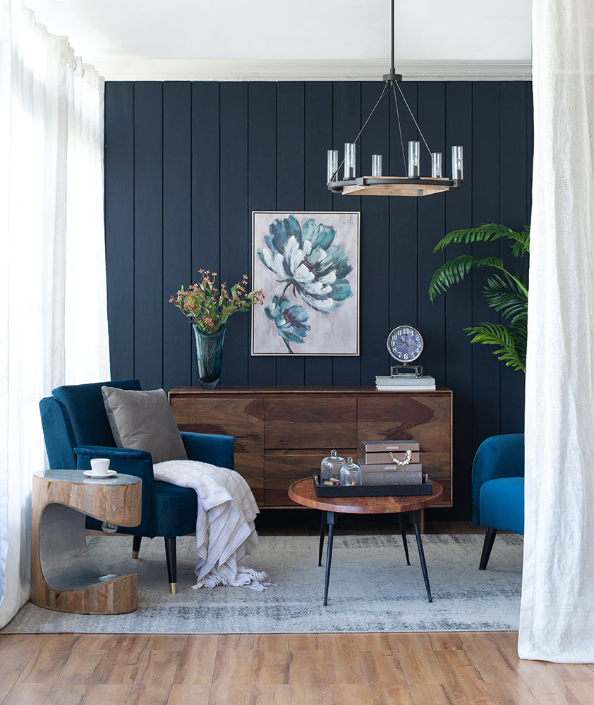 A&B Home 20" x 20" Bundle of 7 Oval Steel Tabletop With Wood Lighting Side Table