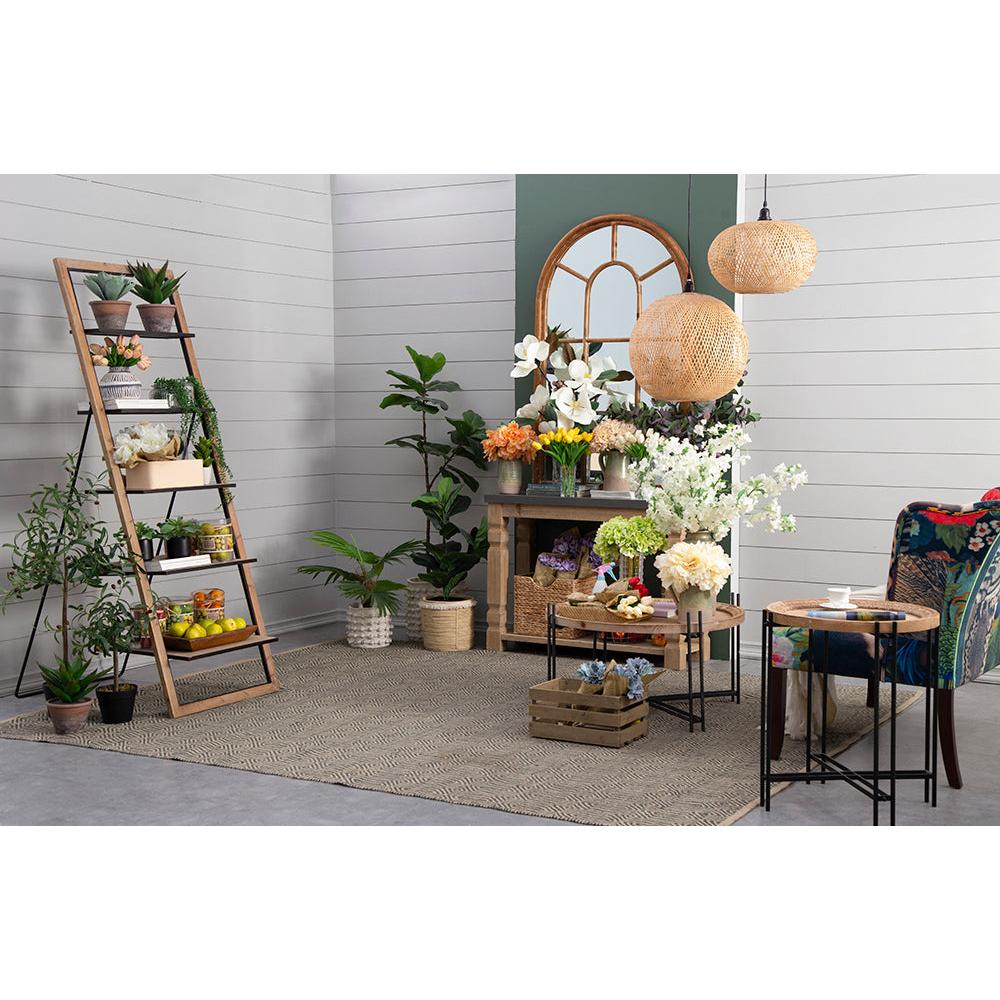 A&B Home 21" x 24" Bundle of 18 Round Black Frame Side Table With Wooden Tabletop