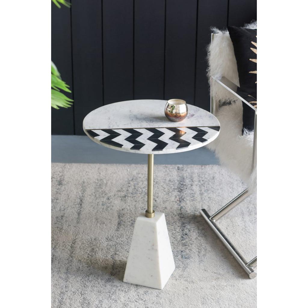 A&B Home 22" x 24" Bundle of 8 Brass Inlay With Black Pattern In White Marble Base