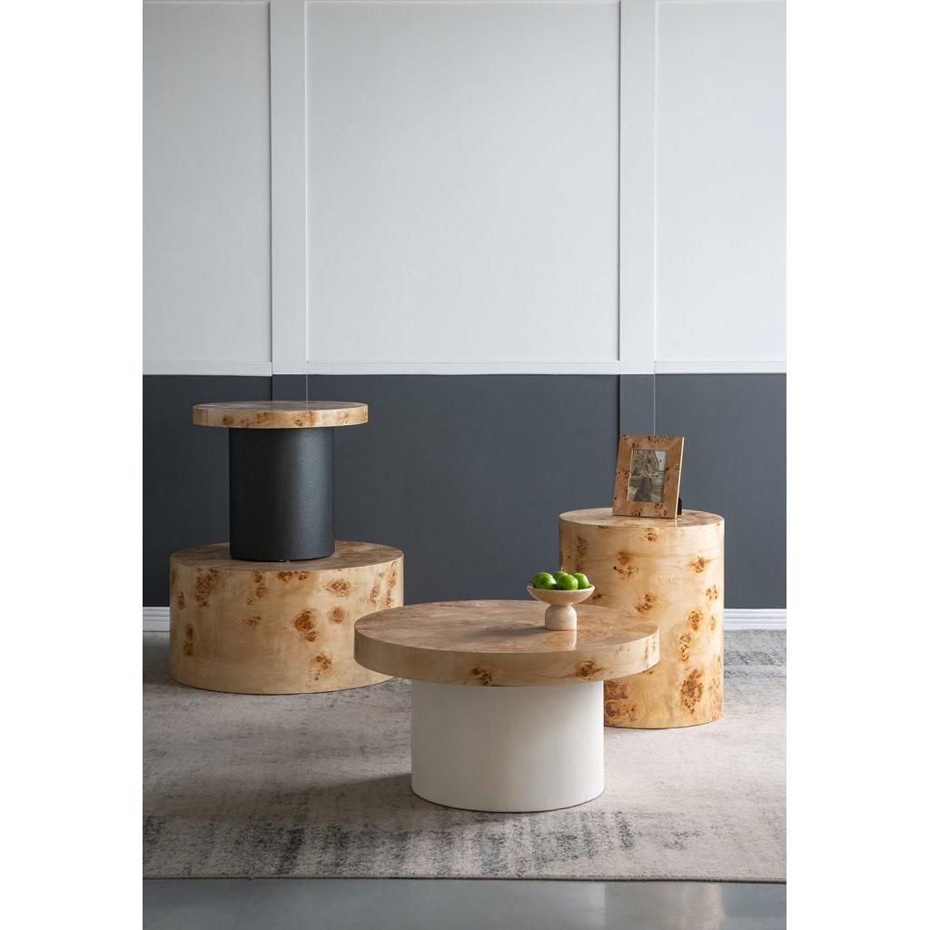 A&B Home 24" x 20" Bundle of 10 Round Natural Brown Tabletop With Black Pedestal Base Side Table