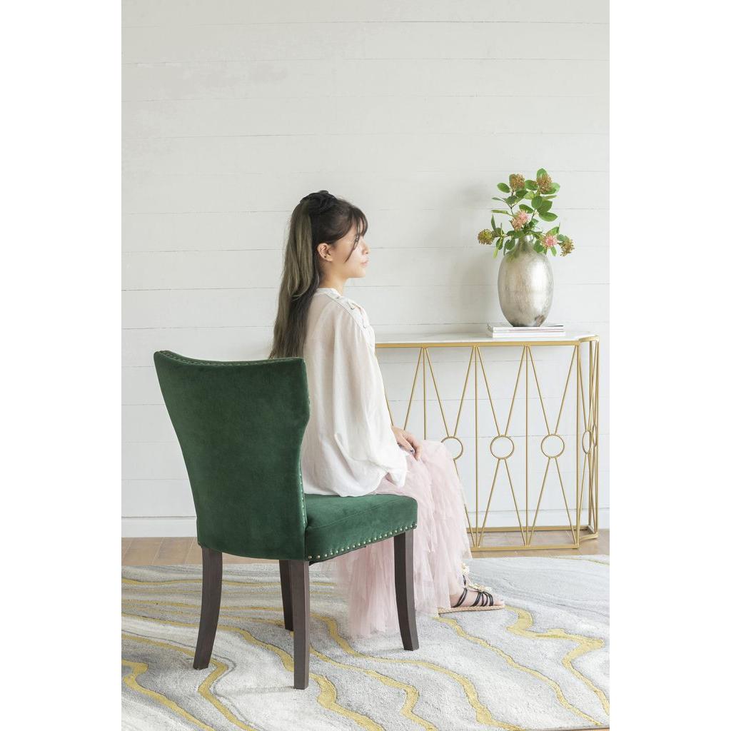 A&B Home 25" x 37" Set of Two Bundle of 7 Dark Green With Gold Nail Head Trim Dining Chairs