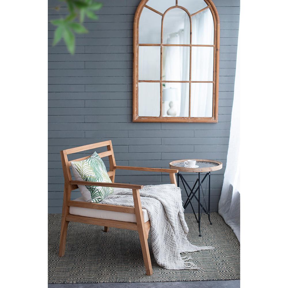A&B Home 28" x 34" Bundle of 6 Teak Arm Chair With White Cushion