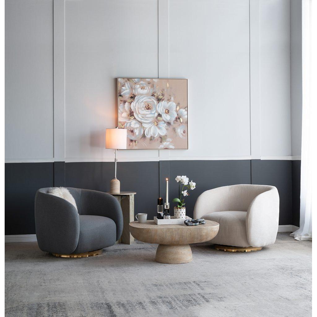 A&B Home 29" x 29" Bundle of 5 Cream Swivel Barrel Armchair