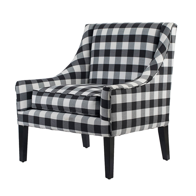 Black and white cheap checkered accent chair