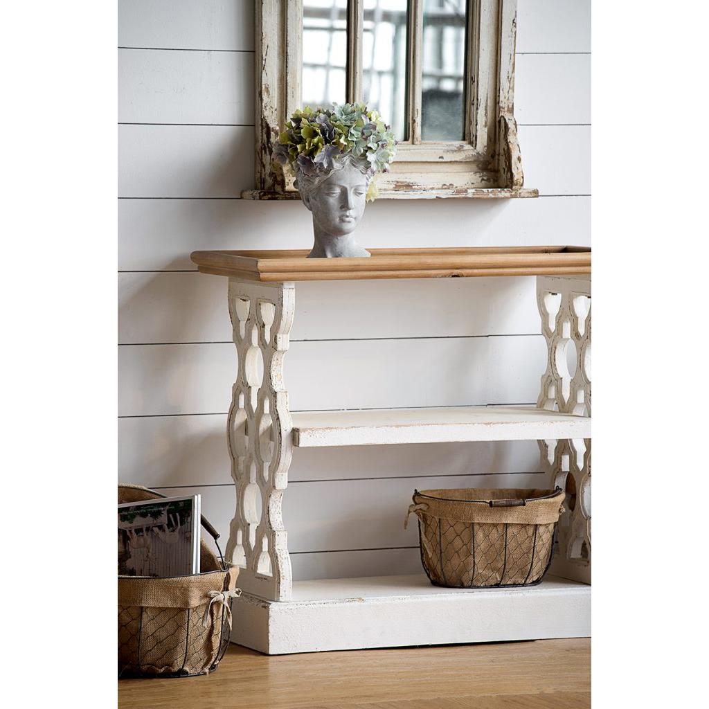 A&B Home 35" x 32" Bundle of 12 Distressed White Shelving With Natural Wood Tray Top